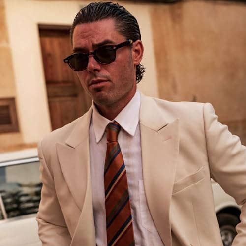 Italian Silk Tie - Handmade - Ginger Striped Luxury