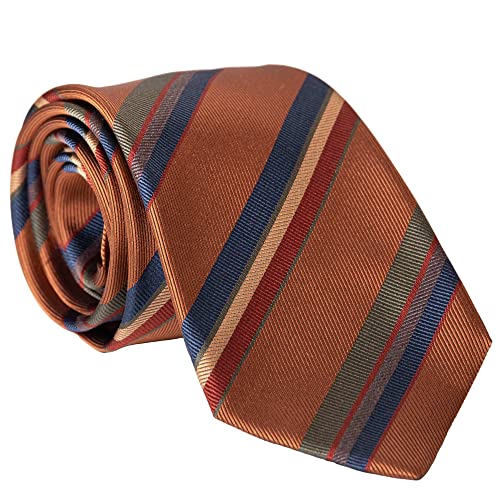 Italian Silk Tie - Handmade - Ginger Striped Luxury