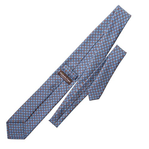Elizabetta Luxury Italian Silk Geometric Blue XL Necktie