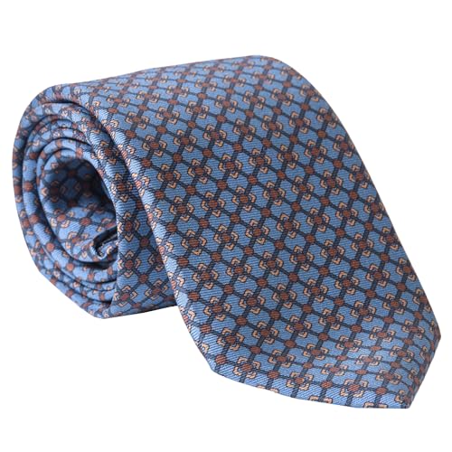 Elizabetta Luxury Italian Silk Geometric Blue XL Necktie