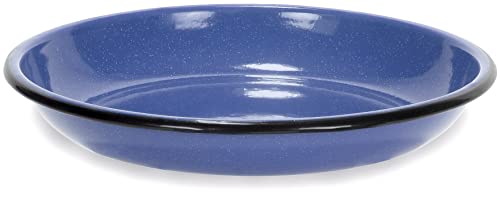Red Co. 4 Enamelware Metal Camping Plates, 10", Blue/Black