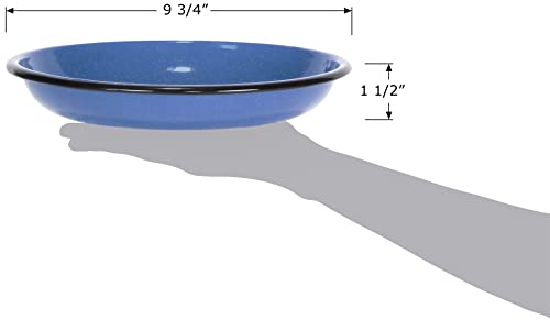 Red Co. 4 Enamelware Metal Camping Plates, 10", Blue/Black