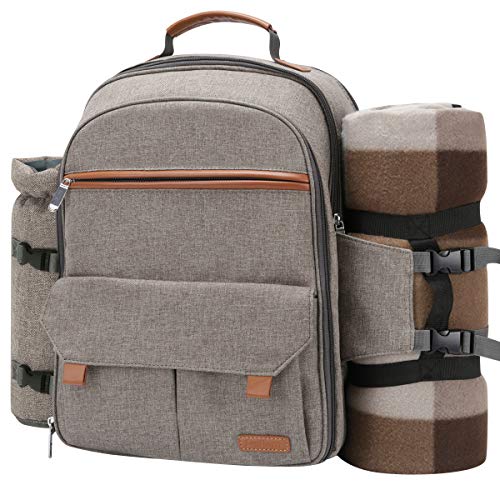 Sunflora Picnic Backpack and Basket Set for 4