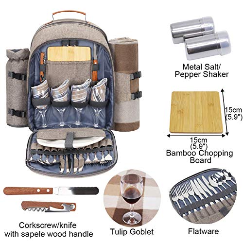 Sunflora Picnic Backpack and Basket Set for 4