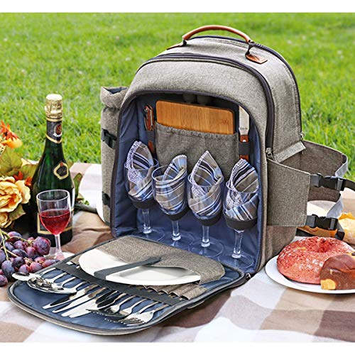 Sunflora Picnic Backpack and Basket Set for 4
