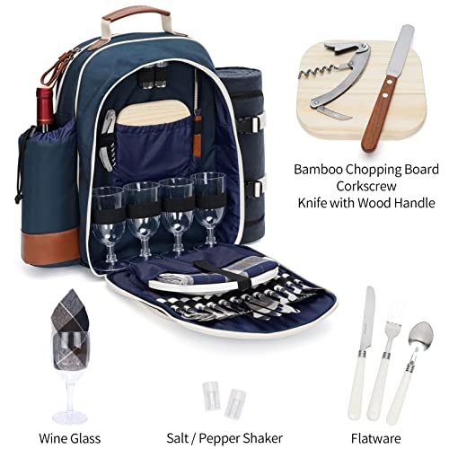 Insulated Picnic Backpack for 4 with Stainless Cutlery