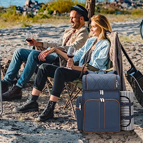 4 Person Picnic Backpack with Leakproof Cooler & Blanket