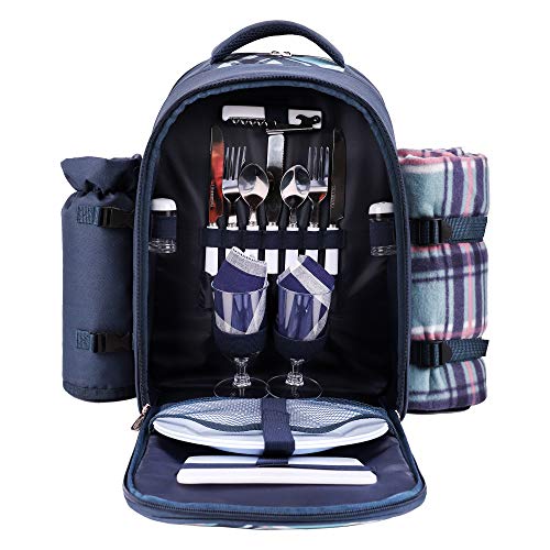 Apollo Walker Picnic Backpack for 2 with Cooler, Blanket, Plates
