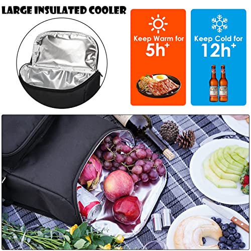 4 Person Picnic Backpack with Insulated Cooler & Basket