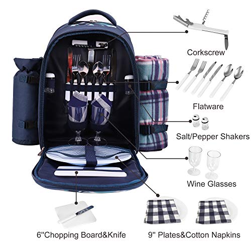 Apollo Walker Picnic Backpack for 2 with Cooler, Blanket, Plates