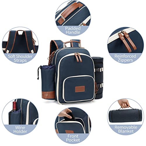 Insulated Picnic Backpack for 4 with Stainless Cutlery