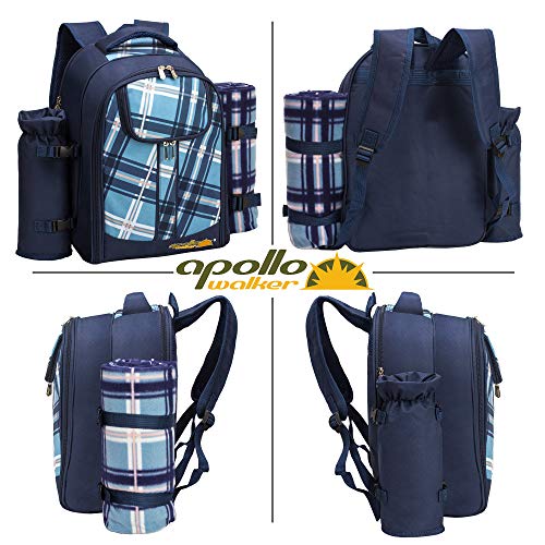 Apollo Walker Picnic Backpack for 2 with Cooler, Blanket, Plates