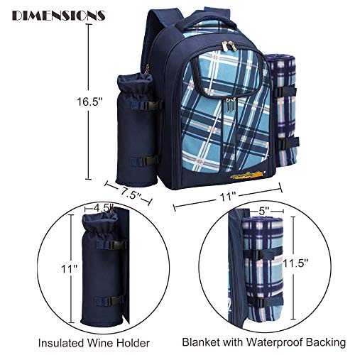 Apollo Walker Picnic Backpack for 2 with Cooler, Blanket, Plates