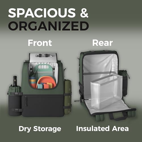 Stylish 4-Person Picnic Backpack Set with Cooler Bag