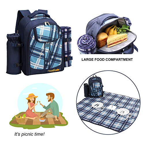 Apollo Walker Picnic Backpack for 2 with Cooler, Blanket, Plates