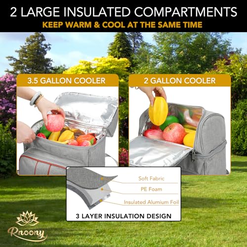 Camping Picnic Backpack for 2 with Insulated Cooler