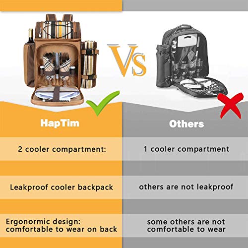 Hap Tim Picnic Backpack for 2 with Cooler Compartment