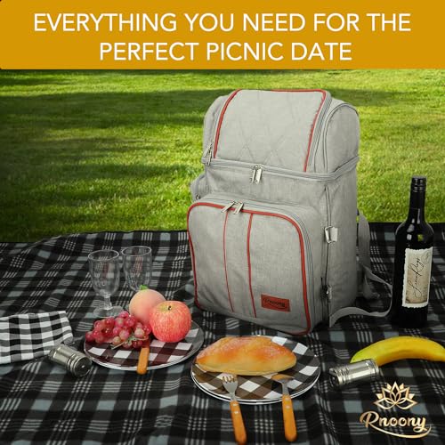 Camping Picnic Backpack for 2 with Insulated Cooler
