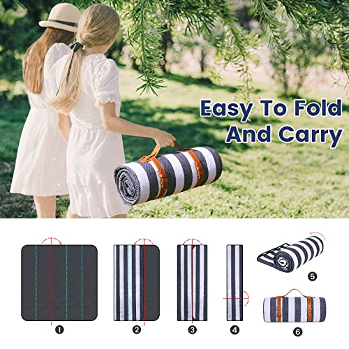 80”x 80” Waterproof Picnic Blanket for Camping & Beach