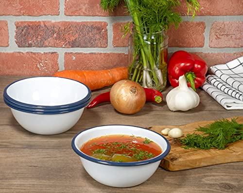 Red Co. Enamelware Metal Cereal Bowl Set