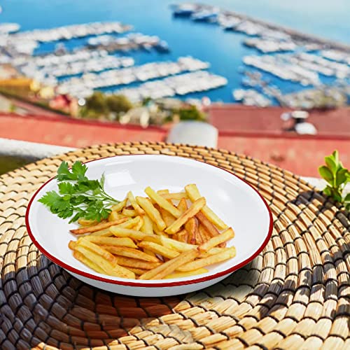 Lawei Set of 4 Enamel Dinner Plates & Bowls