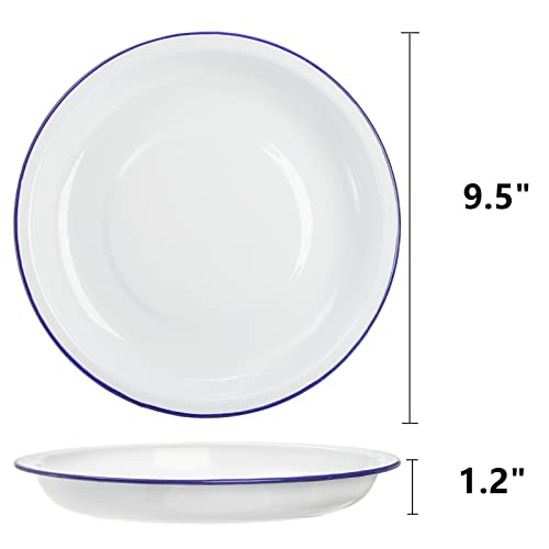 5 Enamel Plates, 9.5" Dinner Serving Platter Trays