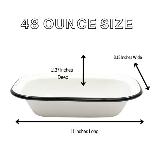 Enamelware Rectangular Serving Bake Pan, Classic Vintage Style