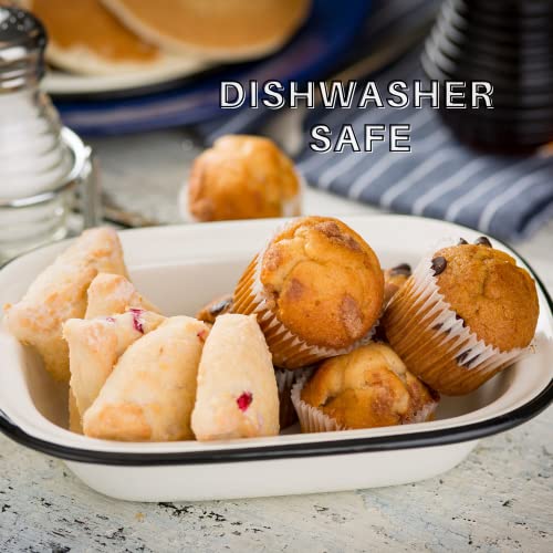 Enamelware Rectangular Serving Bake Pan, Classic Vintage Style