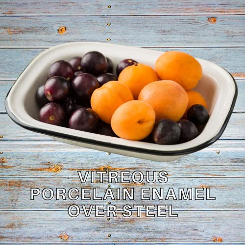 Enamelware Rectangular Serving Bake Pan, Classic Vintage Style