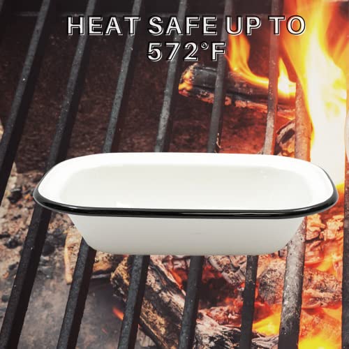 Enamelware Rectangular Serving Bake Pan, Classic Vintage Style