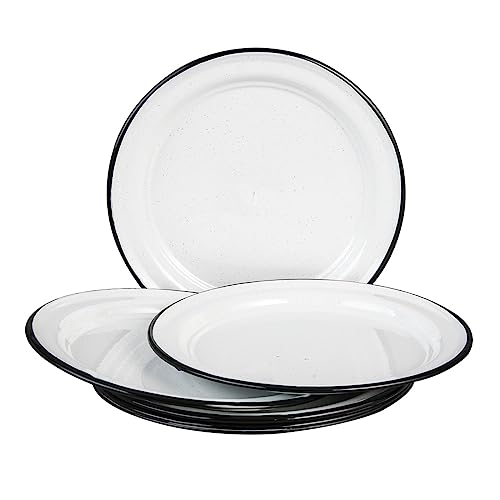 Speckled White 6-Piece Enameled Steel Plate Set 10