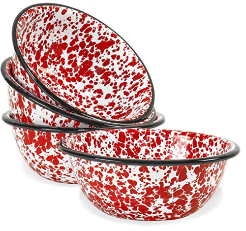 Red Co. 4-Piece Enamelware Cereal Bowl Set