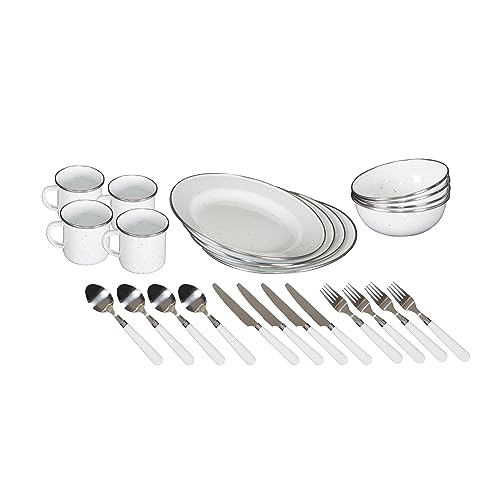 Stansport Deluxe Enamel Tableware Set - White