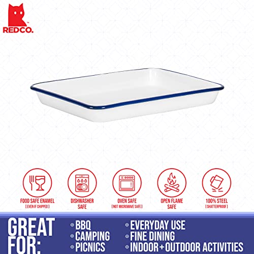 Red Co. Classic Enamelware Metal 2 Quart Serving Tray