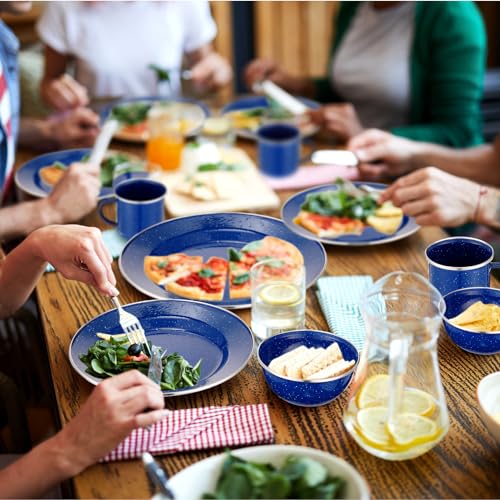 Enamel Camping Tableware Set for 8 with Utensils