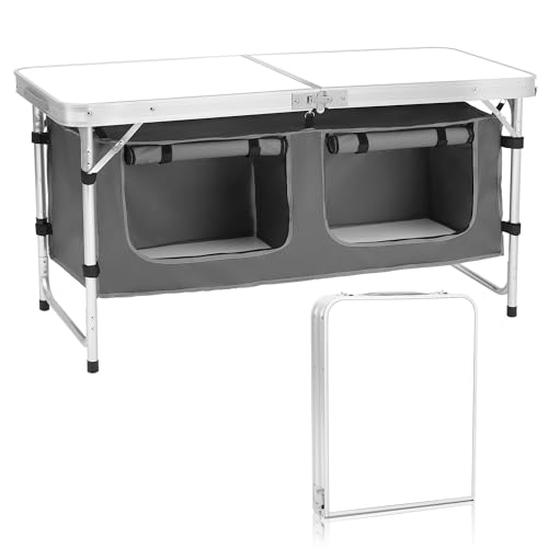 Aluminum Folding Camp Table for Outdoor Travel, White