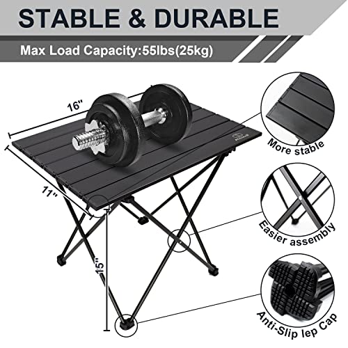 MSSOHKAN Portable Aluminum Camping Side Table Carry Bag