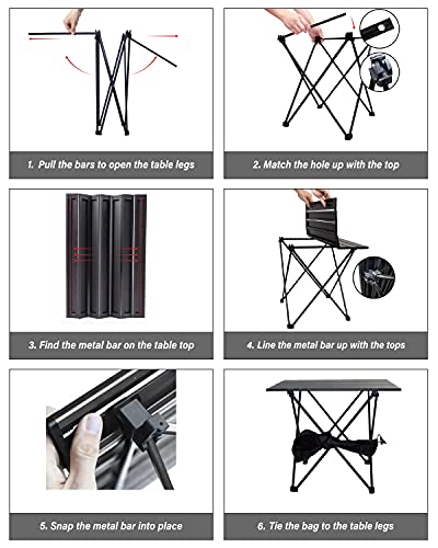 MSSOHKAN Portable Aluminum Camping Side Table Carry Bag