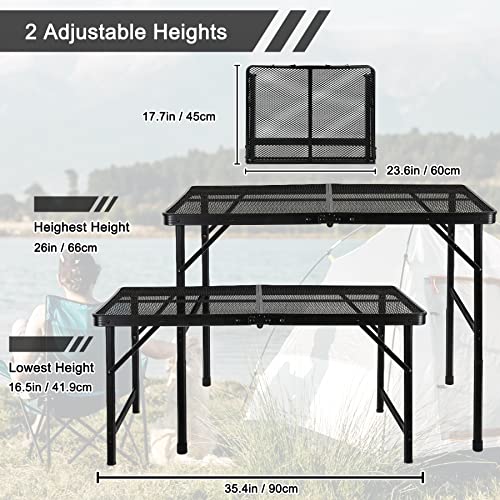 Folding Mesh Camping Table: Lightweight, Portable, Height Adjustable
