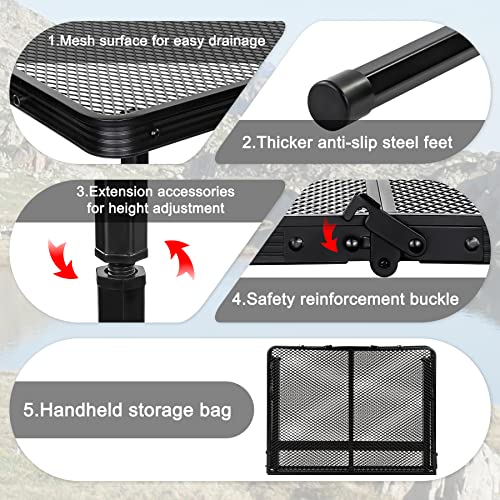 Folding Mesh Camping Table: Lightweight, Portable, Height Adjustable