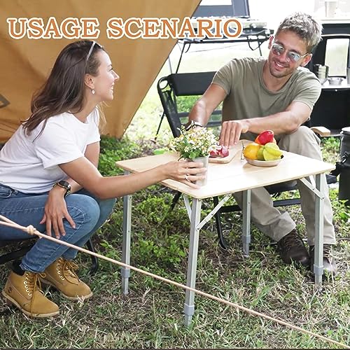 KingCamp Bamboo Folding Table with Adjustable Height & Aluminum Legs