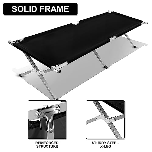 YSSOA Folding Camping Cot + Storage Bag (Black)