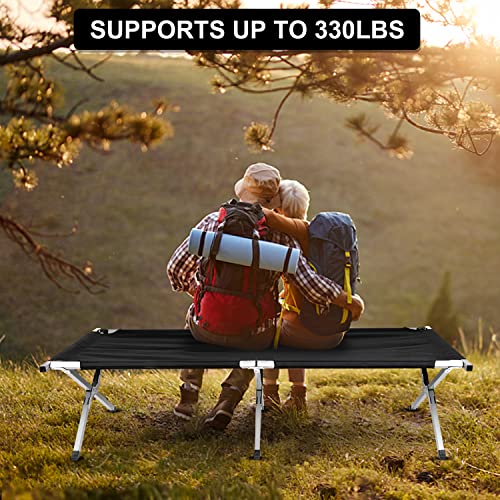 YSSOA Folding Camping Cot + Storage Bag (Black)