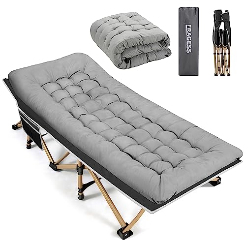 Portable Camping Cot with Thick Mattress, Heavy Duty