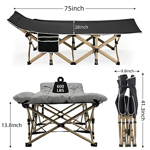Portable Camping Cot with Thick Mattress, Heavy Duty