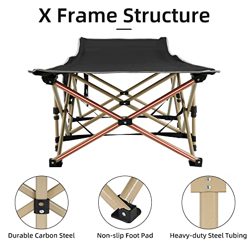 Portable Camping Cot with Thick Mattress, Heavy Duty