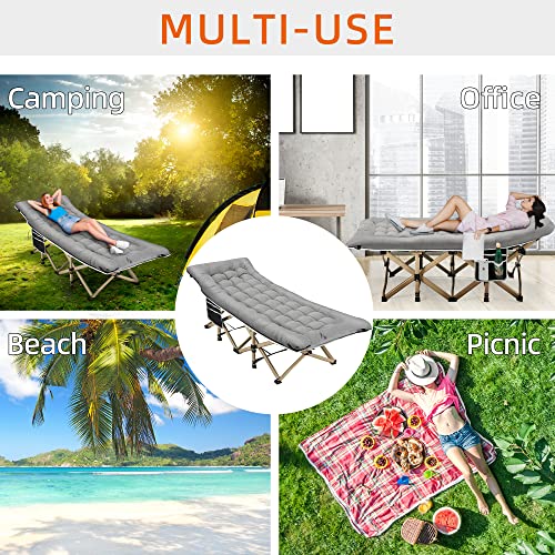 Portable Camping Cot with Thick Mattress, Heavy Duty