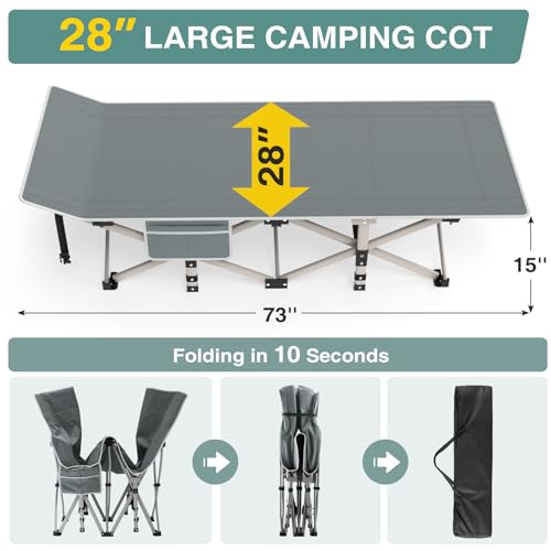 ZENPETIO Portable Folding Camping Cot - Heavy Duty
