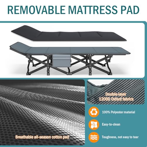 Mopaicot Camping Cot for Adults with Comfortable Cushion