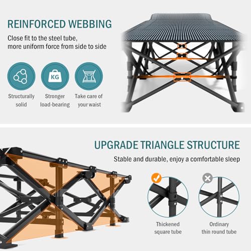Mopaicot Camping Cot for Adults with Comfortable Cushion